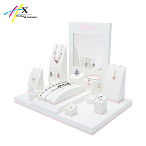 Màu Hồng PU da cổ điển hình tay làm đầy đủ bộ trang sức hiển thị cho Vòng Cổ Vòng bông tai vòng đeo tay mặt dây chuyền trang sức hiển thị - Product Image 4