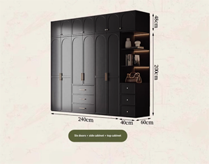 Armoire en bois noir minimaliste moderne, écologique, à forte capacité de charge, simple, <span class=keywords><strong>petit</strong></span> appartement, luxe léger, chambre à coucher, économique - Product Image 6