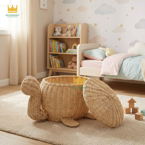 Panier de rangement en rotin en forme d'animal mignon et moderne, taille personnalisable, pour le rangement des jouets des enfants, écologique et multifonctionnel - Product Image 2