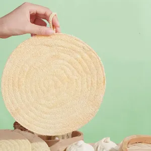 Tapis de cuisson vapeur en loofah beige réutilisable antiadhésif de 20 cm, pliable, pour la cuisson vapeur des raviolis et du poisson, outil de pâtisserie - Product Image 2