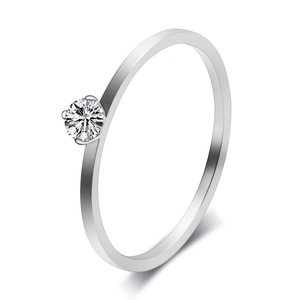 Simple <b>Diamond</b> <b>Ring</b> 1mm Stainless Steel Three Color Prong Setting For Women Gift Jewelry - Product Image 5
