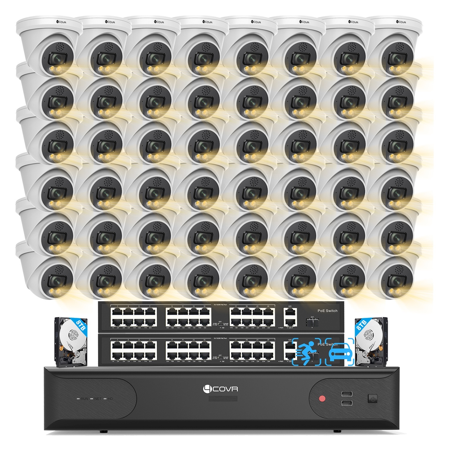 4COVR <strong>2026</strong> Professional 64 Channel Nvr Cctv <strong>Camera</strong> <strong>System</strong> 48Pcs 5MP PoE IP AI Commercial Business Surveillance <strong>System</strong>