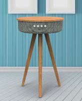 Table basse en bois 2-en-1 avec enceinte Bluetooth, charge sans fil et système audio stéréo pour la maison