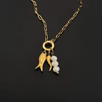 Collier DIY en acier inoxydable style Y2K eManco avec pendentifs en perles de poisson, accessoire de mode décontracté, vente directe d'usine