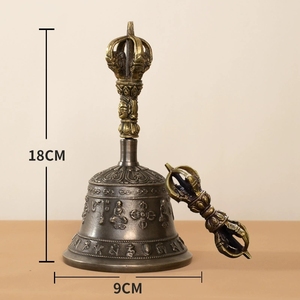 Campana y Pilón de Latón Vintage al por Mayor, Herramienta Sonora, Campana de Mano para Sanación Espiritual - Product Image 2