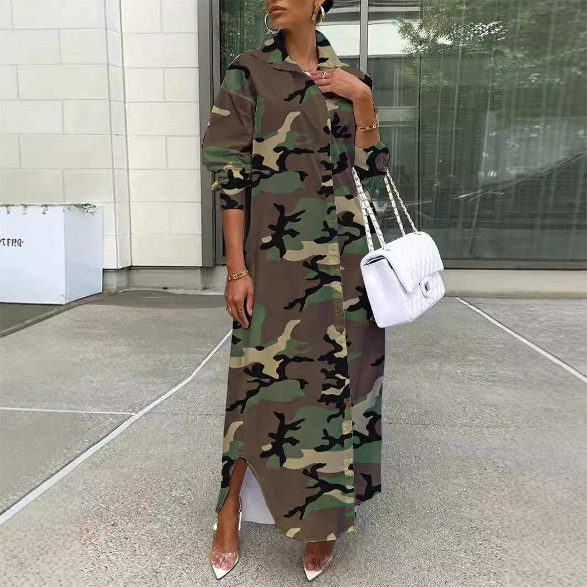 Maxi Dress Women's Camouflage Dresses Tbahhir Women Camo Long