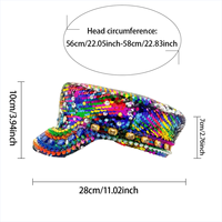 Chapeau de capitaine en peluche avec sequins œil porte-bonheur arc-en-ciel et strass à pointes, pour festivals de musique, Burning Man, soirées, plage et extérieur, vente en gros, MOQ 3