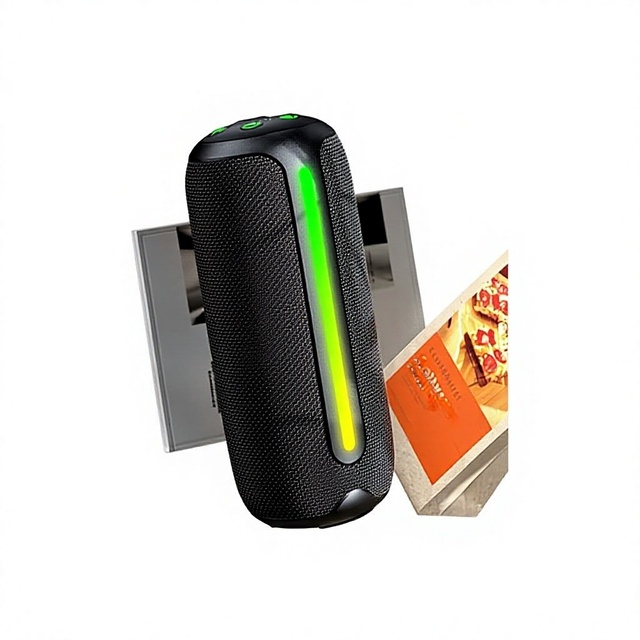New Wireless Bluetooth Speaker Outdoor Waterproof Portable Super Bass Subwoofer RGB Lighting Featuring Cylindrical Fabric Design