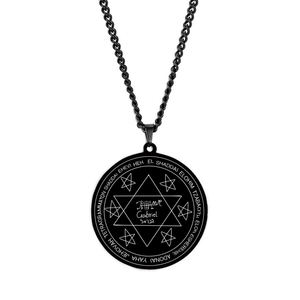 HLSS646 <span class=keywords><strong>Lamen</strong></span> de Gabriel Gouverneur angélique de la Lune Amulette Talisman Gravure au laser Collier pendentif en acier inoxydable - Product Image 3