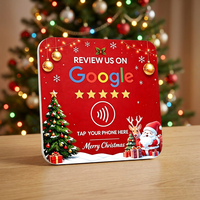 Support de table NFC en PVC spécial Noël avec code QR pour avis Google – Plaque « Tappez pour laisser un avis » pour restaurants, commerces de détail et décoration