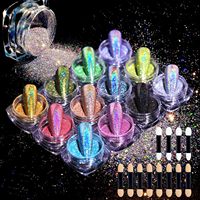 Kit de poudre à ongles chromée, ensemble de poudre à paillettes ultra fine noire et bleue, pigment néon arc-en-ciel, poussière de paillettes pour manucure