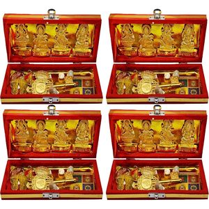 PARIJAT HANDICRAFT Diwali Puja Set Sri Dhan Laxmi-Kuber Bhandari Yantra Laiton 4 pièces pour Pujas de vacances et cadeaux - Product Image 1