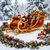 Décoration de Noël extérieure pour centre commercial : Traîneau géant de Père Noël en fibre de verre 4-6 places avec lumières LED pour la plantation printanière