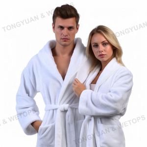 Peignoir en tissu éponge à capuche <span class=keywords><strong>pour</strong></span> femmes, peignoir en molleton, vêtements <span class=keywords><strong>de</strong></span> nuit <span class=keywords><strong>pour</strong></span> hommes, peignoir d'hôtel en microfibre avec capuche - Product Image 4