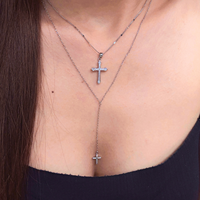 Haute qualité 925 Sterling Silver Zircon Collier Christian Religion Micro Pave CZ Croix Pendentif Style À La Mode pour les mariages