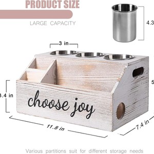 Caja de almacenamiento de madera para secador de pelo, organizador de cosméticos rectangular, estante de baño sin tapa, color sólido - Product Image 4