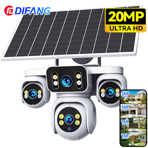 Camera PTZ Dome 4 ống kính HD 20MP 4G IP ngoài trời, camera an ninh CCTV tích hợp phát hiện chuyển động PIR, pin năng lượng mặt trời, mạng, còi báo động tích hợp - Product Image 1