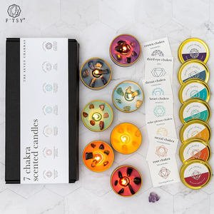 Velas perfumadas <span class=keywords><strong>de</strong></span> largo tiempo <span class=keywords><strong>de</strong></span> combustión <span class=keywords><strong>Siete</strong></span> chakras con cristales curativos Juegos <span class=keywords><strong>de</strong></span> velas - Product Image 2
