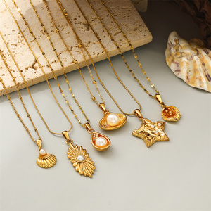 Collares de Acero Inoxidable con Colgantes de Estrella/Concha y Perla para Mujer, Accesorios de Moda de 18K PVD Resistentes al Agua, Joyería de Moda para el Cuello - Product Image 6