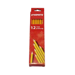 ดินสอไม้ธรรมชาติปลอดสารพิษสีเหลือง HB 2B ดินสอมาตรฐานพร้อมยางลบ
