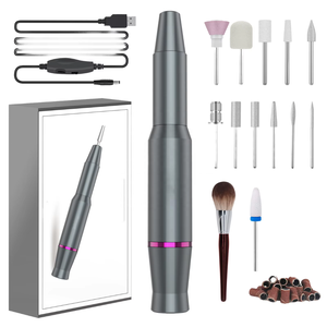 Super nouveau Kit de lime à ongles grise rechargeable électrique pour manucure et pédicure, perceuse à ongles en gel acrylique pour meuleuse et tondeuse - Product Image 1