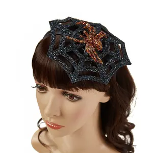 Fashion design Halloween large glitter spider headband spider web hair band for children Halloween party hair accessories