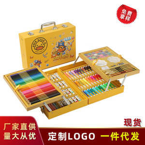 Coffret d'art G.Duck pour enfants 145 pièces, pinceaux, crayons de couleur, palette d'aquarelle, papeterie, boîte cadeau pour enfants, fournitures de dessin - Product Image 3