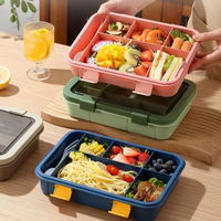 Boîte à lunch bento 1500 ml, portable, pour enfants, étudiants, bureau, avec cuillère et fourchette, anti-fuite, durable, écologique, en plastique alimentaire, carton