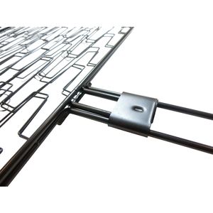 Panier à griller rectangulaire haut de gamme avec fil antiadhésif et manche en bois pliant pour accessoires de barbecue poisson et légumes - Product Image 4