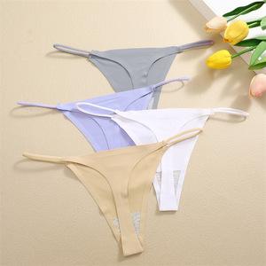 Usine directe sans Trace Sexy glace soie culotte une pièce respirant confortable taille basse femmes string solide motif <span class=keywords><strong>Nylon</strong></span> - Product Image 3