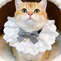 Mignon Bandana pour Chat avec Nœud et Bordure en Dentelle, Bavoir Anti-Bave, Accessoires pour Animaux de Compagnie, Vente en Gros
