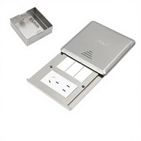Enchufe de Piso Autotransportante de Acero Inoxidable FUPAI con Cubierta Deslizante Oculta, 2 Tomas de Corriente, 110-240V, IP44, 10A, Comercial, UE/EE. UU., FP-120