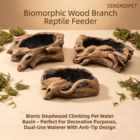 Bol d'alimentation pour reptiles en béton, forme de branche d'arbre réaliste, lourd, anti-renversement, pour dragon barbu, gecko léopard, serpent