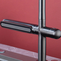Robinet de cuisine monocommande en laiton avec douchette extractible, eau chaude et froide, valve en céramique, design cascade pour évier de cuisine