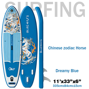 Tabla de SUP Inflable con Estampado de Caballo Azul, SUP Todoterreno con Tecnología Drop-Stitch y Kit Completo para Lagos y Remo Costero - Product Image 2