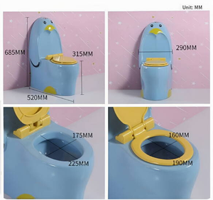 Sièges <span class=keywords><strong>de</strong></span> <span class=keywords><strong>toilette</strong></span> allongés pour enfants en céramique colorée avec couvercle en PP, fixation au sol, réservoir encastré, idéal pour les écoles - Product Image 2