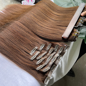 Colore #4 molletta dritta marrone <span class=keywords><strong>scuro</strong></span> in Remy extension di <span class=keywords><strong>capelli</strong></span> umani retamese crudo <span class=keywords><strong>naturale</strong></span> Clip in extension dei <span class=keywords><strong>capelli</strong></span> 100 <span class=keywords><strong>capelli</strong></span> umani - Product Image 2