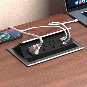 <span class=keywords><strong>Multiprise</strong></span> escamotable <span class=keywords><strong>encastrable</strong></span> standard USA en cuivre avec 2 prises CA industrielles et ports USB Type-C pour maison et bureau - Product Image 5