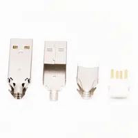 Nikel kaplama Metal usb2.0 konnektör erkek lehim USB a tipi PCB usb-a kuyruk soketi 3 in 1 PC DIY adaptörü