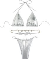 Maillots de bain sexy pour femmes 2025, bikinis en cuir brillant, tanga extrêmement sexy, mini micro string, ensemble de bikini à paillettes pour la plage