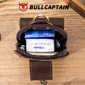 BULLCAPTAIN Men's Waist <b>bag</b> Genuine <b>Leather</b> Anti-Theft Zipper Closure Vintage Style <b>Small</b> Crossbody/Shoulder <b>Bag</b> OEM ODM - Product Image 5