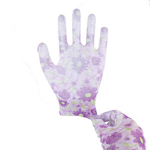 Guantes DE TRABAJO antideslizantes antiestáticos Flor Rosa Impreso PU Recubierto EN388 Certificado Poliéster Algodón Jardinería Trabajo de seguridad - Product Image 6