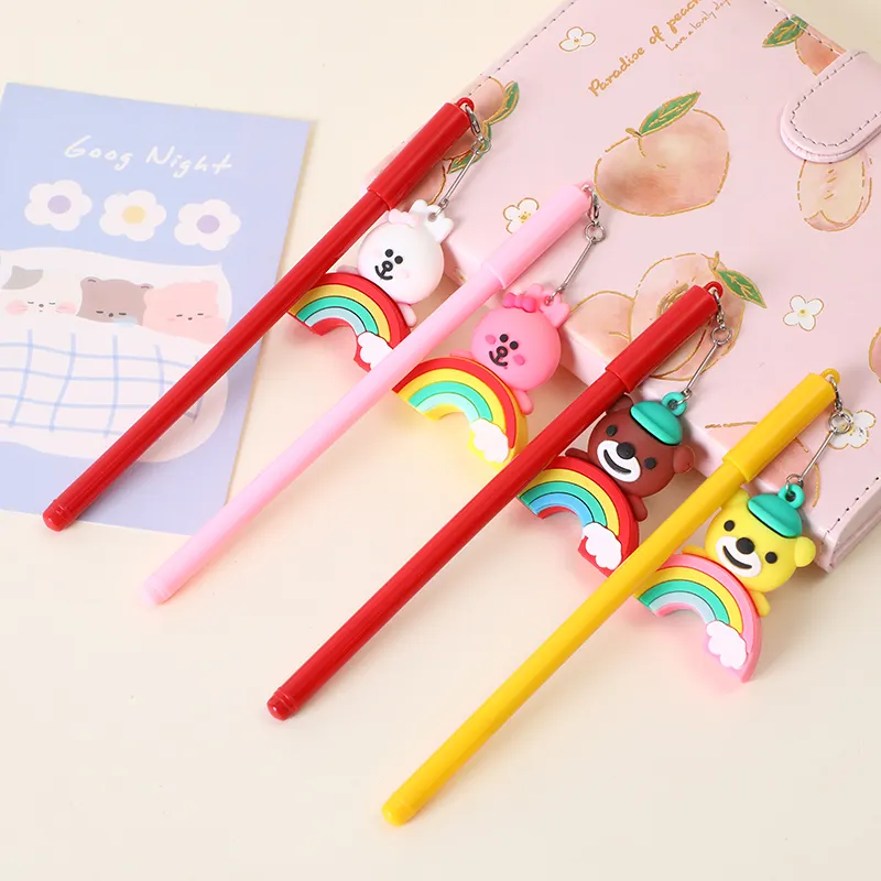 New design 2023 rainbow animal shape gel pen Cute pendant pen Resin cartoon Student pen wholesale