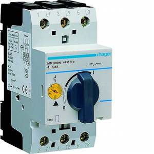 MM509N Personalizzabile con interruttore di protezione motore Hagers 4-6.3A, moduli DIN 2.5 - Product Image 1