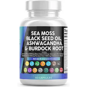 Sea Moss Private Label Sea Moss Black Seed Oil Ashwagandha Capsules Turmeric Bladderwrack Burdock Complex Capsule
