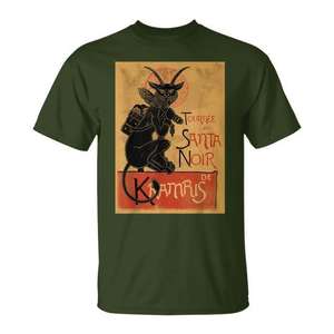 T-shirt Krampus Christmas Crew nera da uomo, taglia grande, per le festività - Product Image 1