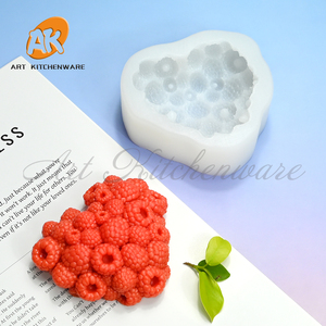 Moule en silicone 3D en forme de cœur de framboise AK pour bougies en résine, moule à gâteau mousse, décoration de gâteaux, moule à chocolat, béton, décorations DIY, époxy, bonbons - Product Image 2