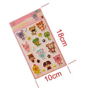 Decorative Kids Cute Cartoon Puffy 3D Animals Stickers Bubble Stickers For Kids