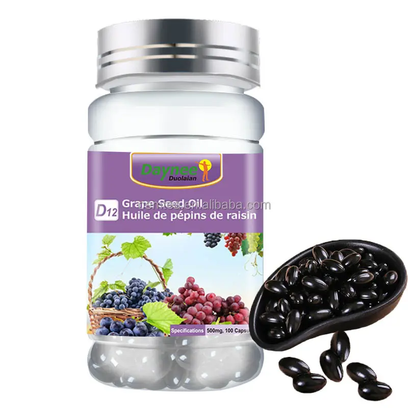 Les capsules d'huile de pépins de raisin blanchissantes anti-âge OEM renforcent l'immunité Capsules molles d'extrait de pépins de raisin