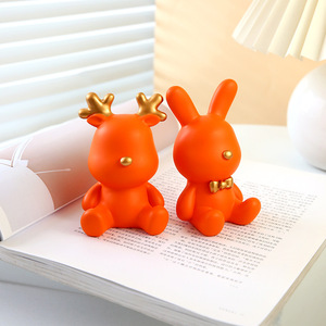 Cute Animal Figurines Set Pink Rabbit Mouse Deer Home Desk Decor Resin Craft Gift For Living Room Tabletop Decoration - Product Image 4